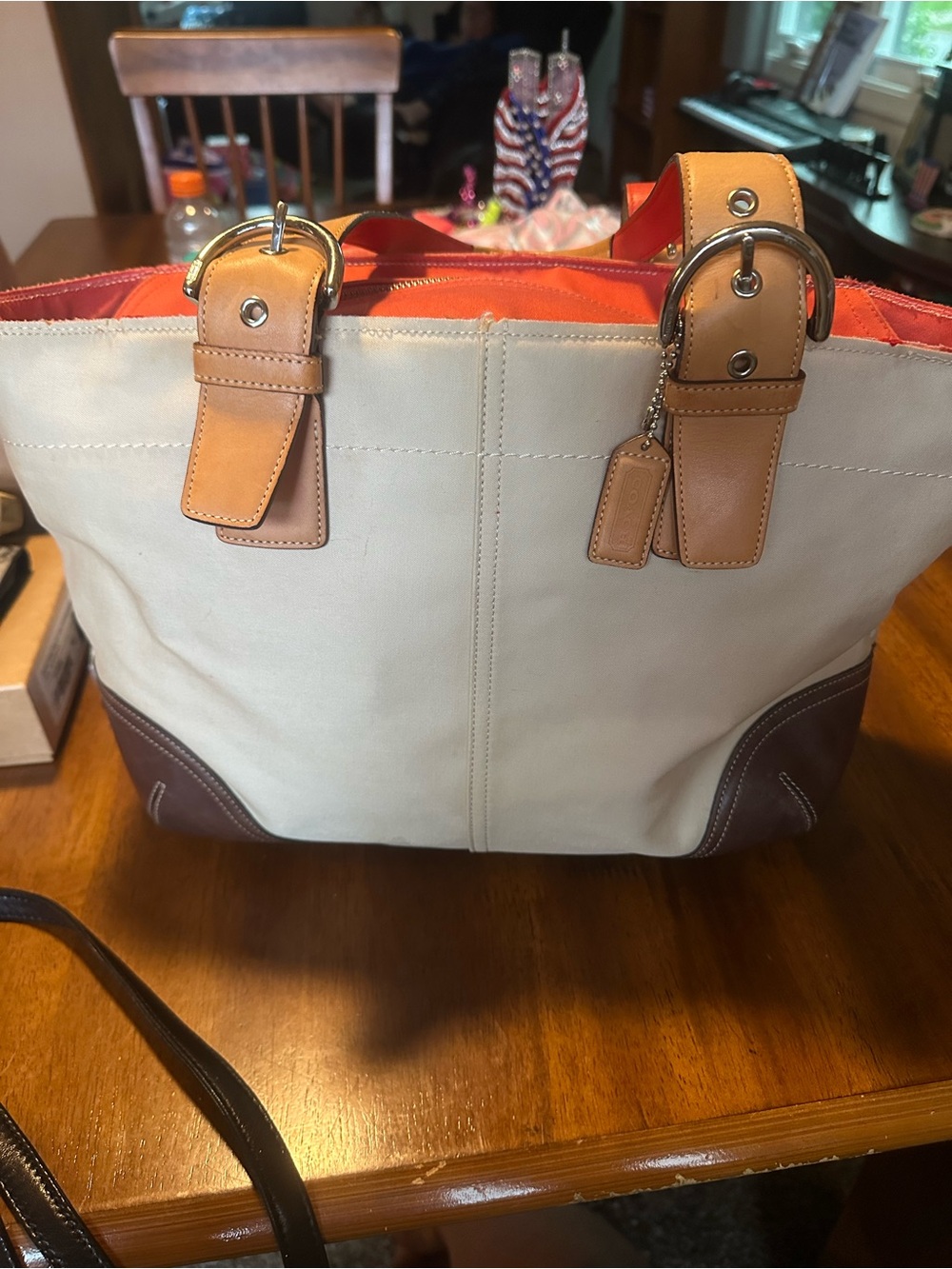 Coach Orange Leather Creed Patch Interior